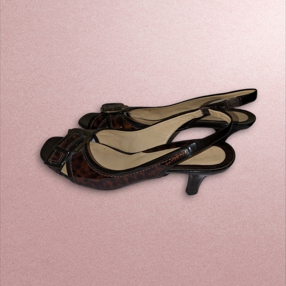 Cole Haan Tortoise Shell Print Sandals with Kitten Heels Size 8B - Picture 6 of 6